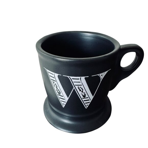 Anthropologie Monogram W Matte Black White Text Initial W Shaving Mug Classic - Picture 6 of 12